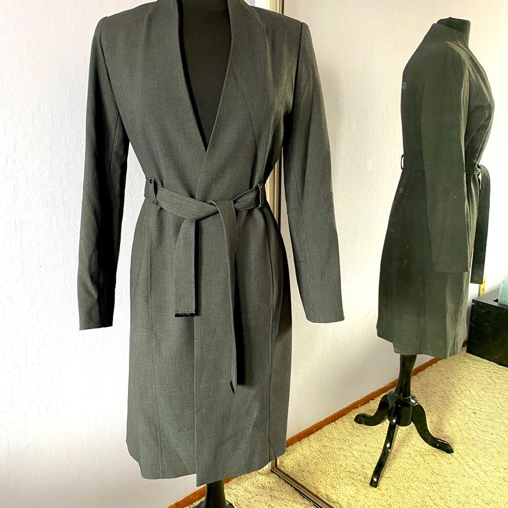 Calvin Klein long suit jacket charcoal grey size 2/XS